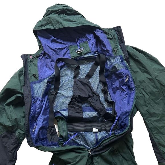 Vintage PATAGONIA Dark Green One Piece Hooded Snow / Ski Suit - Size Large Women - Picture 4 of 13